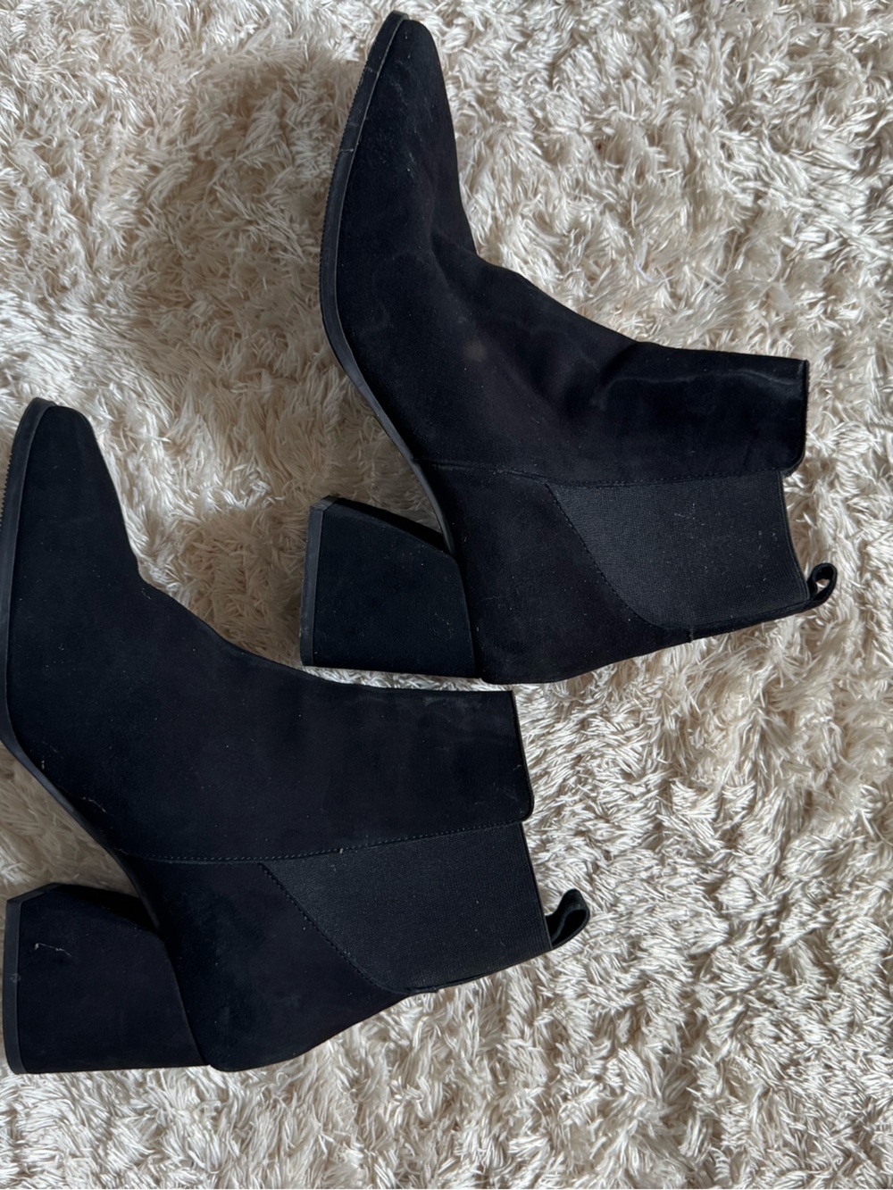 Classic Black Suede Block Heel Ankle Booties - Women